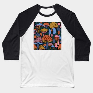 Mushrooms toadstools woodland autumn fall funghi Baseball T-Shirt